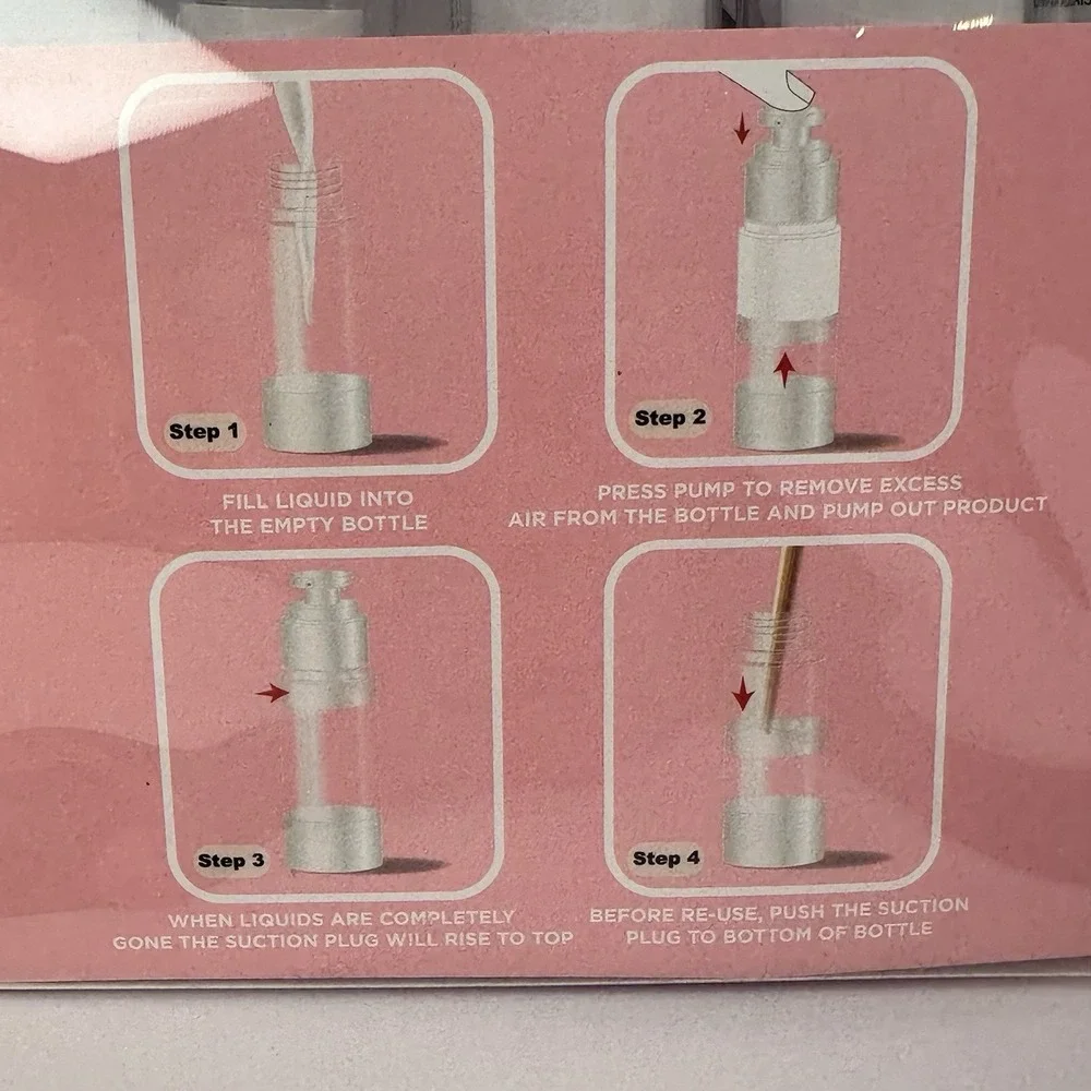 Juicy Couture TSA Approved Travel Bottle Set Clear Cosmetic Bag 5 Bottles